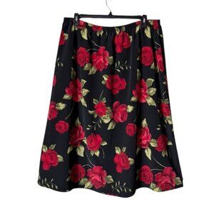 Vintage Midi Skirt Size 28W Dark Floral Fairy Grunge Goth Romantic Whimsigoth